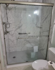 New, walk in shower made his life much easier